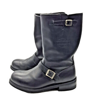 Vtg Harley-Davidson Black Leather Motorcycle Engineer Boots Men's Size 12 #98412